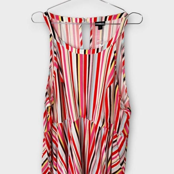 Torrid Sundress Sz 4 / 26 Multicolor Striped Sleeveless High Low Pockets‎ Beachy - Picture 8 of 11